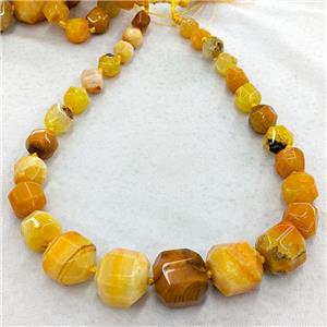 Natural Agate Graduated Beads Orange Dye Faceted Cube, approx 12-25mm [GA3543]