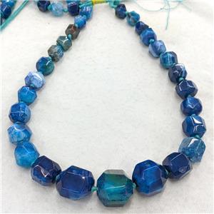 Natural Agate Graduated Beads Blue Dye Faceted Cube, approx 12-25mm [GA3544]