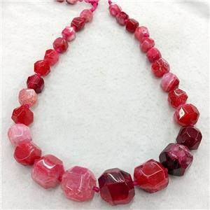 Natural Agate Graduated Beads Red Dye Faceted Cube, approx 12-25mm [GA3545]