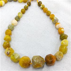 Natural Agate Graduated Beads Yellow Dye Faceted Cube, approx 12-25mm [GA3546]