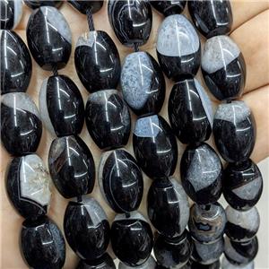 Druzy Agate Rice Beads Black Dye, approx 13-18mm [GA3553]