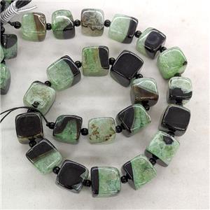Natural Agate Druzy Cube Beads Green Dye, approx 15mm [GA3558]
