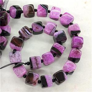 Natural Agate Druzy Cube Beads Fuchsia Dye, approx 15mm [GA3563]