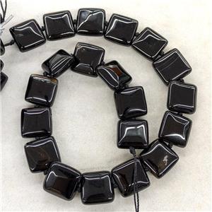 Natural Agate Square Beads Black Dye, approx 18mm [GA3569]