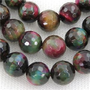 Tiger eye stone beads, faceted round, multicolor, approx 10mm dia [GAM102-10MM]