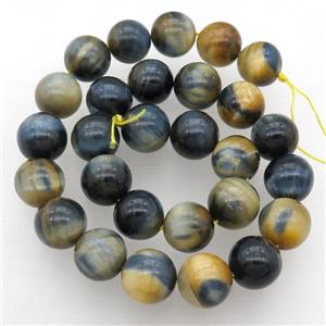 Natural Dream Tiger Eye Stone Beads Blueyellow Dye Smooth Round, approx 10mm dia [GAM85-10MM]