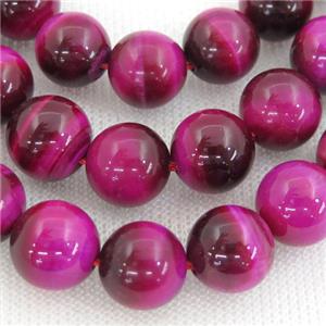 hotpink Tiger eye stone beads, round, approx 12mm dia [GAM86-12MM]