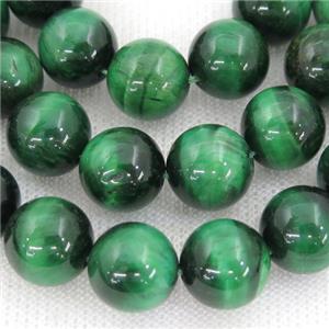 smooth green Tiger eye stone beads, round, approx 14mm dia [GAM88-14MM]