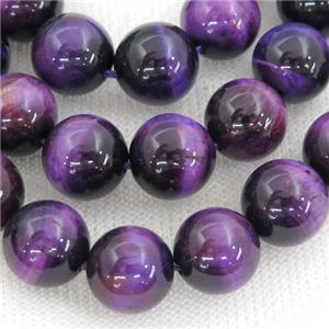 purple Tiger eye stone beads, round, approx 6mm dia [GAM94-6MM]