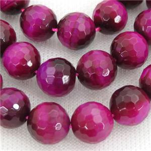 hotpink Tiger eye stone beads, faceted round, approx 12mm dia [GAM97-12MM]