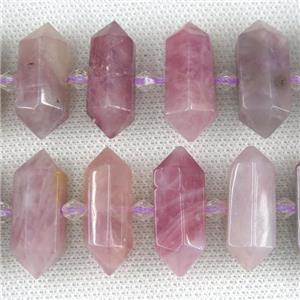Madagascar Rose Quartz bullet beads, approx 12-28mm [GB11598]
