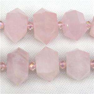Rose Quartz bullet beads, approx 15-30mm [GB11609]