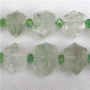 green Crystal Quartz bullet beads, approx 15-30mm [GB11613]