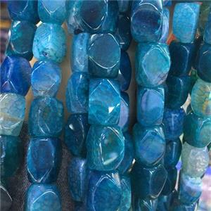 aqua Dragon Veins Agate Beads, freeform, approx 11-16mm [GB11655]