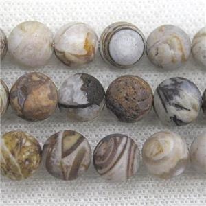 matte American Wooden Petrified Jasper Beads, round, approx 4mm dia [GB11677-4MM]