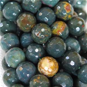 faceted round Indian BloodStone Beads, approx 10mm dia [GB11685-10MM]