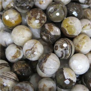 faceted round American Wooden Petrified Jasper Beads, approx 12mm dia [GB11686-12MM]