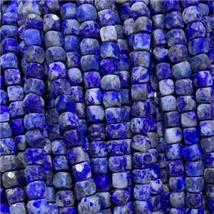 blue Lapis Lazuli Beads, faceted cube, approx 3x3mm [GB11701]