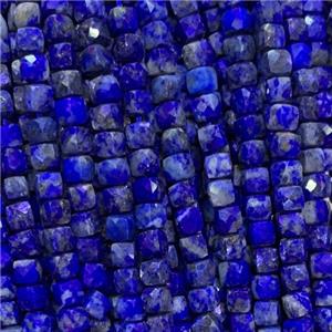 blue Lapis Lazuli Beads, faceted cube, approx 4x4mm [GB11702]