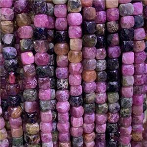 pink Tourmaline Beads, faceted cube, approx 4x4mm [GB11711]