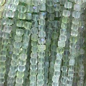 green Prehnite Beads, faceted cube, approx 4x4mm [GB11714]