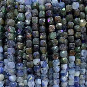 mixed gemstone bead, faceted cube, approx 4x4mm [GB11718]