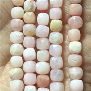 pink Opal Stone Beads, faceted cube, approx 4x4mm [GB11720]