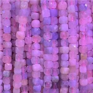 pink Morganite Beads, faceted cube, approx 4x4mm [GB11724]