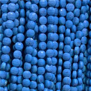 blue Tourquoise Beads, faceted circle coin, approx 4mm dia [GB11732-4MM]