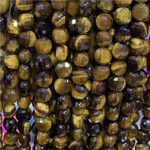 Tiger eye stone beads, faceted circle, approx 6mm dia [GB11738-6MM]