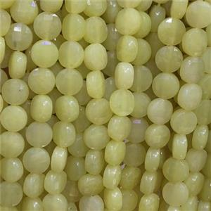 yello Chalcedony Beads, faceted circle, approx 8mm dia [GB11740]