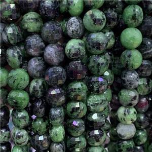 Ruby Zoisite Beads, faceted circle, green, approx 4mm dia [GB11741-4MM]