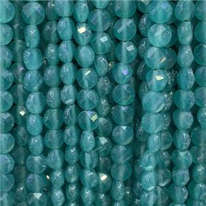 green Amazonite Beads, faceted circle, approx 8mm dia [GB11744]