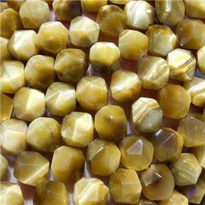 gold Tiger eye stone beads, star-cutting, approx 10mm dia [GB11764-10MM]