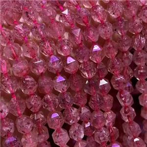 Strawberry Quartz Beads, star-cutting, approx 8mm dia [GB11767]