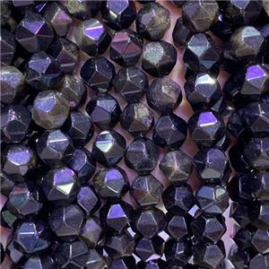 black Obsidian Beads, star-cutting, approx 4mm dia [GB11777-4MM]