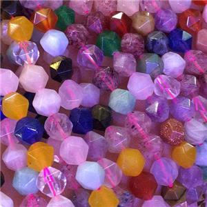 mix Gemstone Beads, star-cutting, approx 6mm dia [GB11783-6MM]