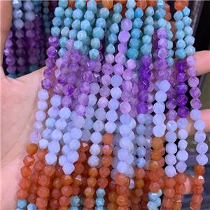 mix Gemstone Beads, star-cutting, approx 12mm dia [GB11784-12MM]
