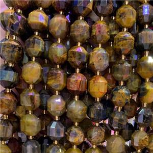 Tiger bullet beads, faceted, approx 12mm dia [GB11785-12MM]