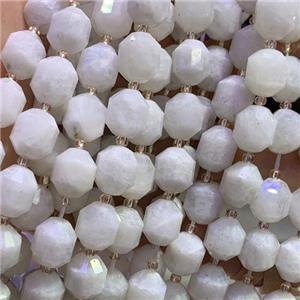 white MoonStone Beads, faceted bullet, approx 12mm dia [GB11795-12MM]