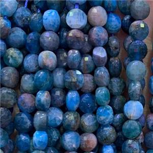 blue Apatite Beads, faceted circle coin, approx 6mm dia [GB11804]
