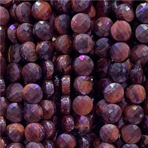 red Tiger eye stone beads, faceted circle, approx 6mm dia [GB11809]