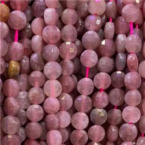 pink Strawberry Quartz Beads, faceted circle, approx 6mm dia [GB11819]