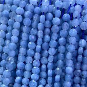 blue Aquamarine Beads, faceted circle, approx 4mm dia [GB11838]