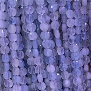 Aquamarine Beads, faceted coin, approx 4mm dia [GB11842]