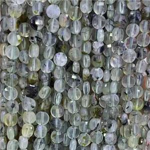 green Prehnite Beads, faceted circle, approx 4mm dia [GB11844]