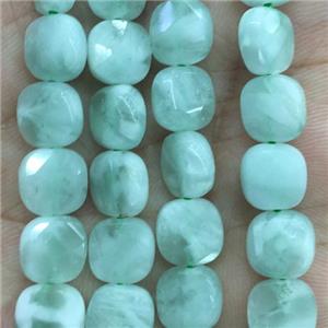 green Angelite Beads, faceted square, approx 6x6mm [GB11893-6MM]