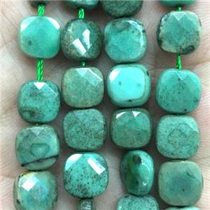 green Grass Agate Beads, faceted square, approx 6x6mm [GB11900-6MM]