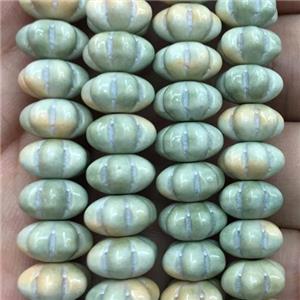 dichromatic green Alashan Agate Beads, pumpkin, approx 15mm dia [GB11904]