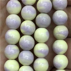 dichromatic round Alashan Agate Beads, yellowpurple, approx 10mm dia [GB11917-10MM]